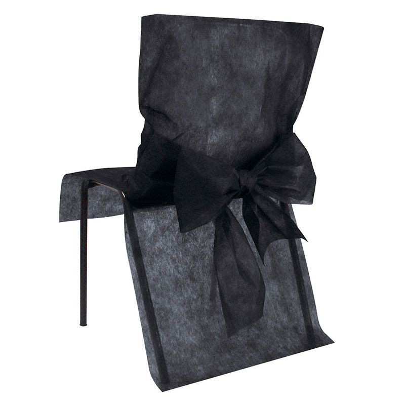 lot de 10 noir Housse de chaise avec noeud tissu non tissé 