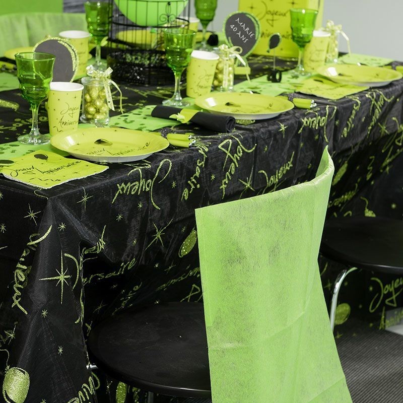 Chemin de table Joyeux Anniversaire Vert Sauge - deco anniversaire pas cher