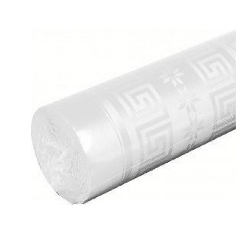 Nappe blanche damassé en papier 25 mètres - Dragées Anahita