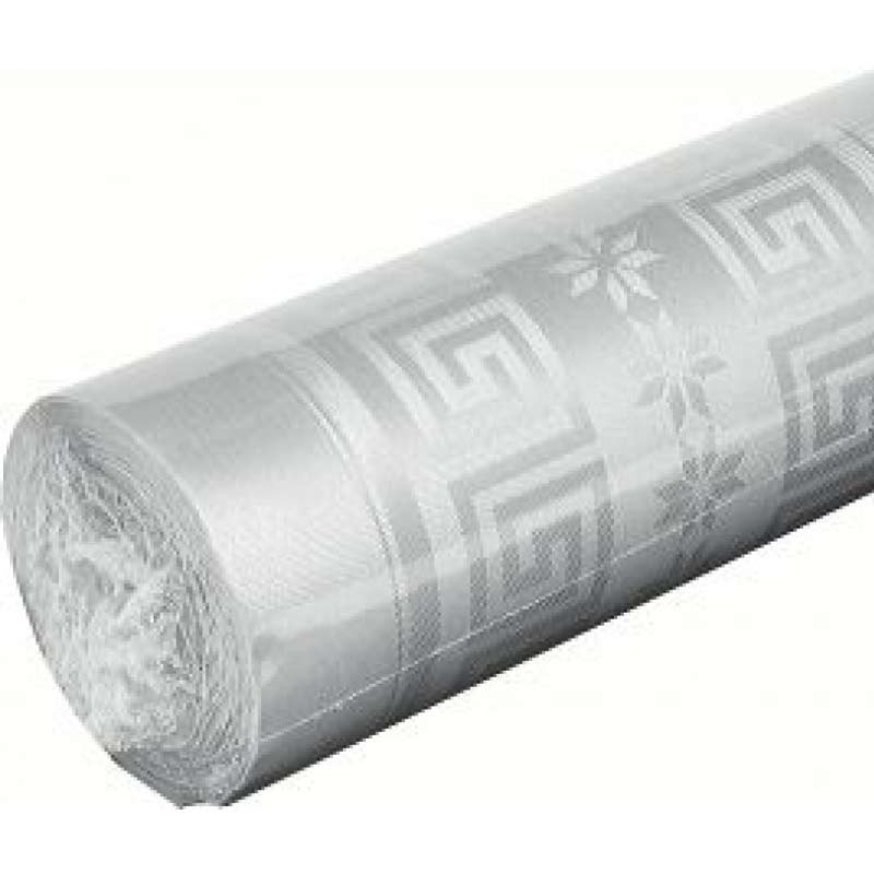Nappe blanche damassé en papier 25 mètres - Dragées Anahita