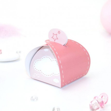Mini boîte à dragées rose naissance