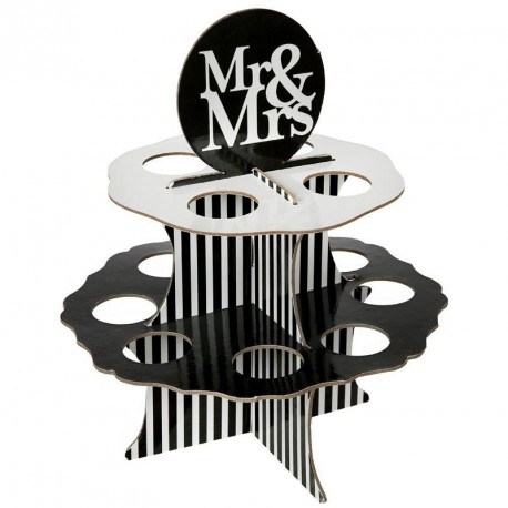 Présentoir noir thème Mr & Mrs + 12 boules 5 cm