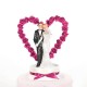 Figurine gâteau de mariage coeur de rose fuchsia