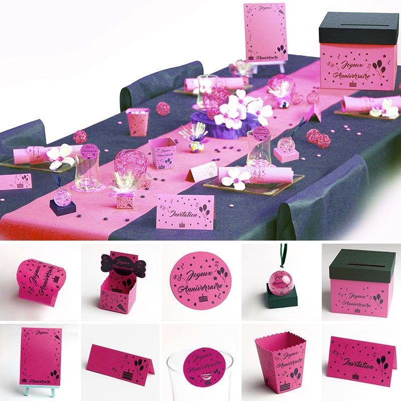 Ballons fuchsia anniversaire filles - Fête thème rose ou princesse