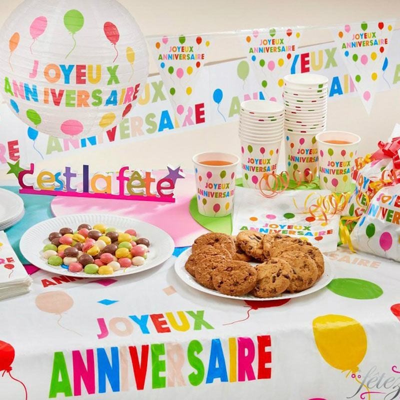 Assiettes anniversaire multicolore - Dragées anahita