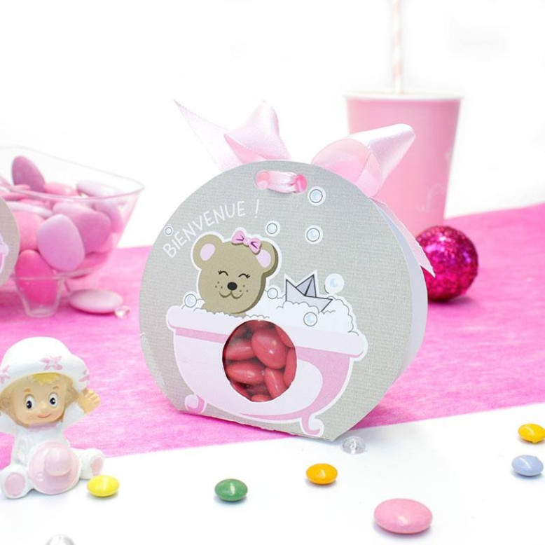 Contenant Baby Shower Bienvenue rose Contenant Baby Shower Bienvenue rose