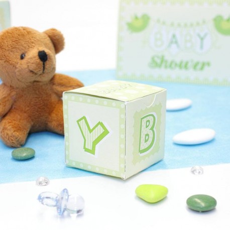 Cube à dragées Baby Shower Vert