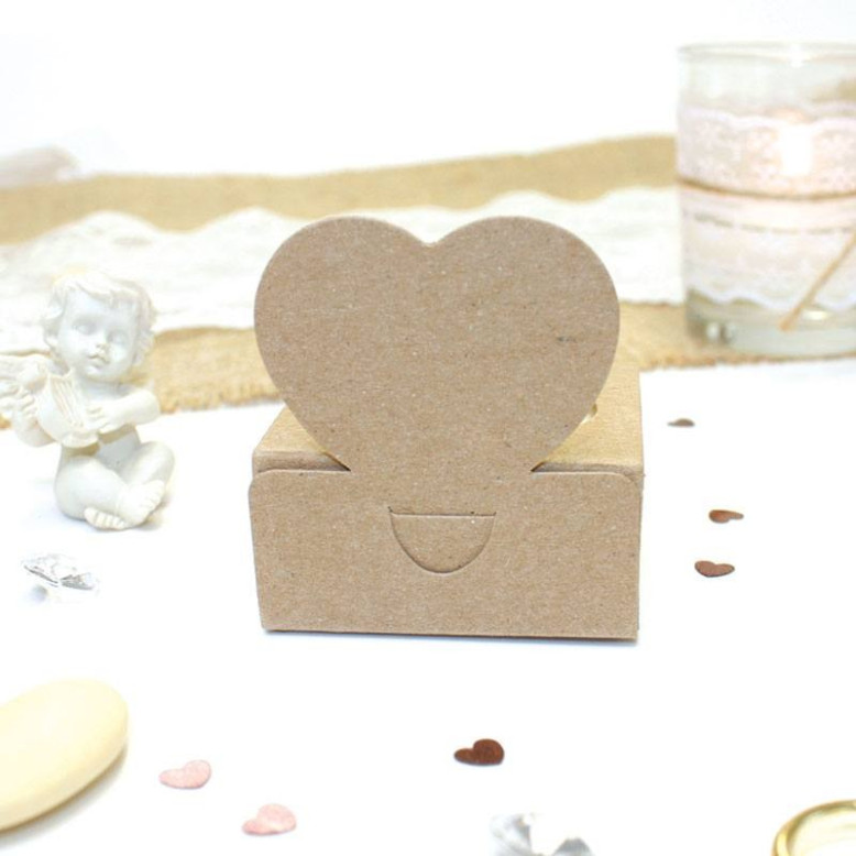 6 Coeurs à dragées Kraft avec pvc 6 Coeurs à dragées Kraft avec pvc