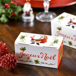 10 Assiettes en carton Joyeux Noël blanc et rouge métallisé 18 cm -  Vegaooparty