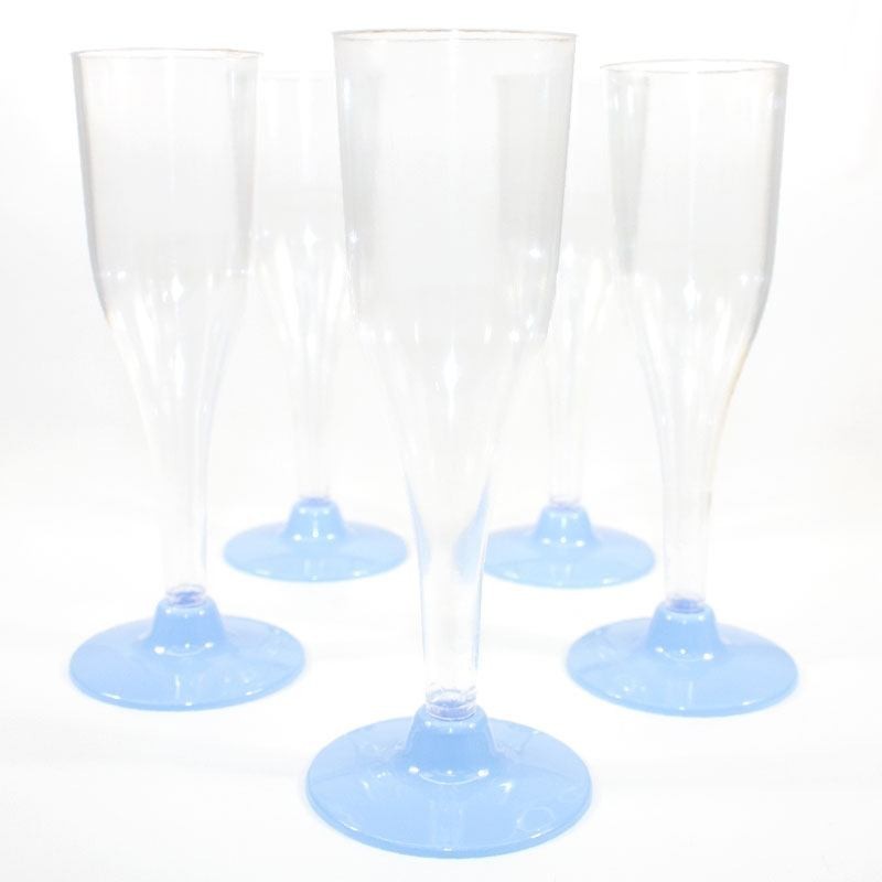 Flûte à Champagne bleu ciel en plastique jetable - Dragées Anahita