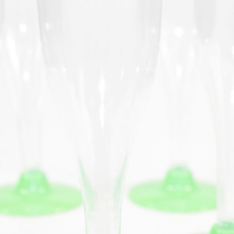 5 Flûtes à Champagne vertes en plastique jetable