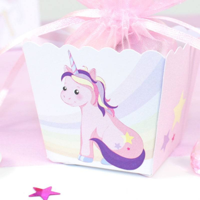 10 Boites à dragées Licorne Rose