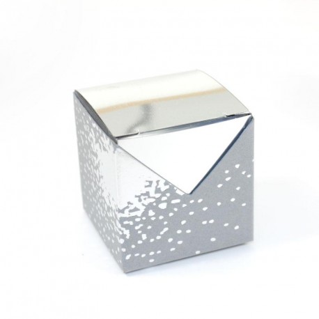 10 Cubes à dragées Argenté miroir