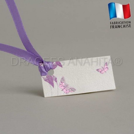 Etiquette à dragées de couleur violet thème papillon