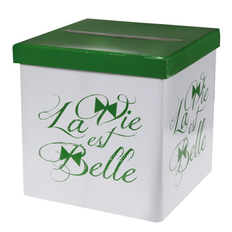 Urne "La vie est belle" pour reccueillir vos voeux de bonheur Urne "La vie est belle" pour reccueillir vos voeux de bonheur