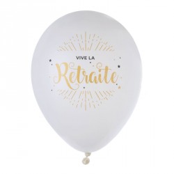 8 Ballons gonflables imprimés "Vive la retraite"