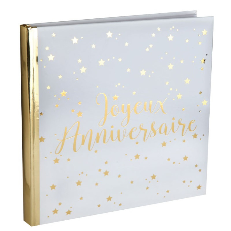 Livre d'Or Joyeux Anniversaire blanc et or joliment travaillé Livre d'Or Joyeux Anniversaire blanc et or joliment travaillé