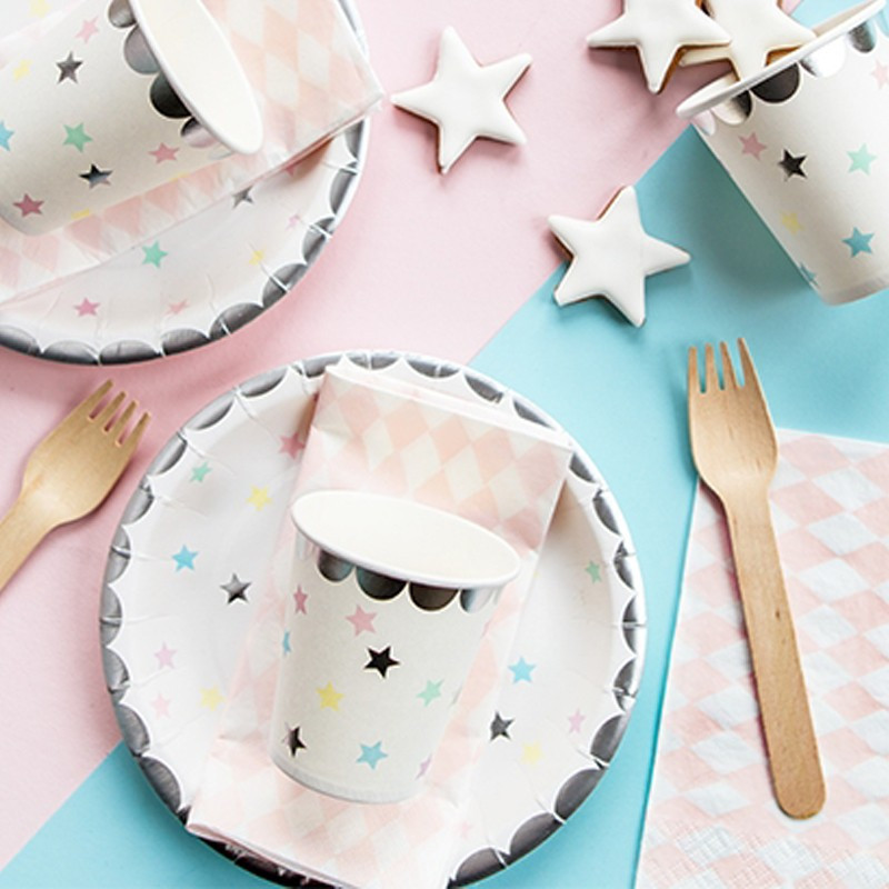Kit Fête Licorne 52 Pièces – Assiettes, Gobelets, Serviettes Pour 16 Personnes