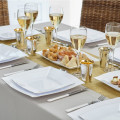 5 Assiettes blanches réutilisables bord argenté