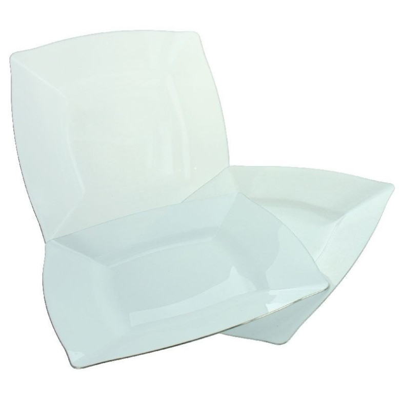 5 Assiettes blanches bord argenté gourmet. D'une finition soignée. 5 Assiettes blanches bord argenté gourmet. D'une finition soignée.
