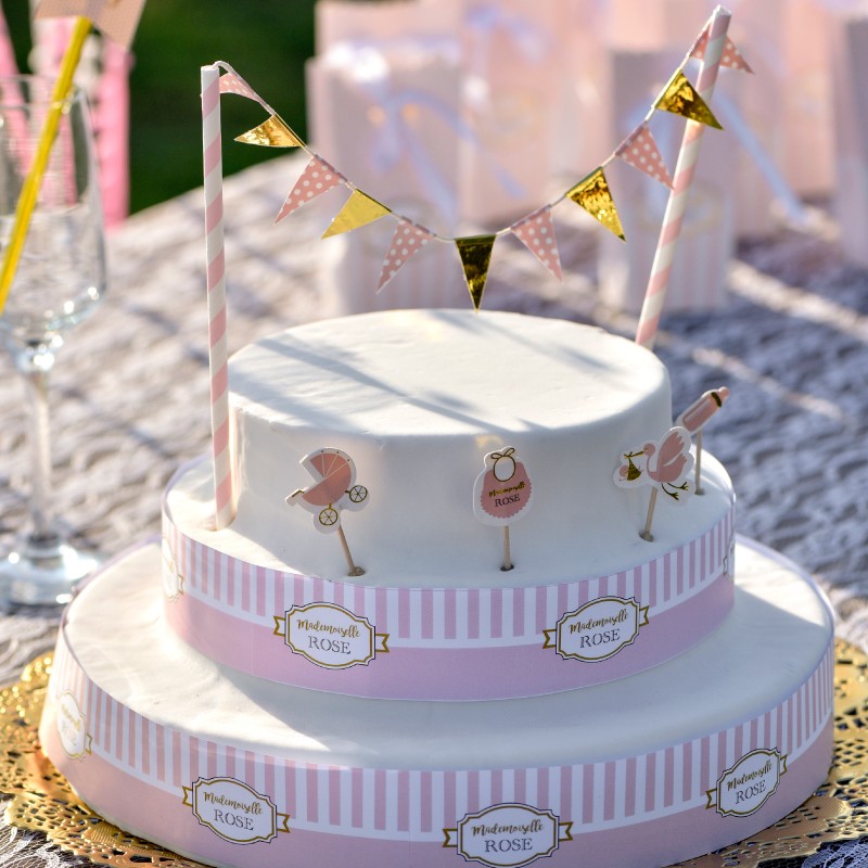 Décor de gâteau : 6 étoiles premier anniversaire 1st Birthday dorées 10 cm  - Party deco