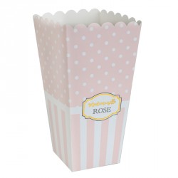 8 boites Pop Corn "Mademoiselle Rose" pour une fête très "girly".