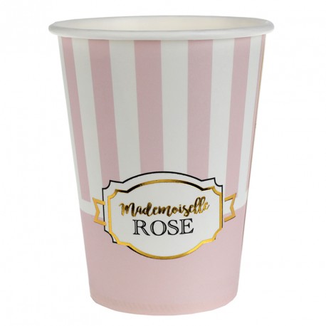 10 Gobelets en carton "Mademoiselle Rose" pour les petites filles.
