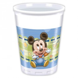 8 Gobelets Baby Mickey 20 cl très résistants. Idéals pour servir les boissons fraîches.