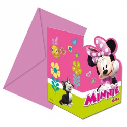 6 Cartes d'invitation Minnie + Enveloppe d'un design unique et soigné.