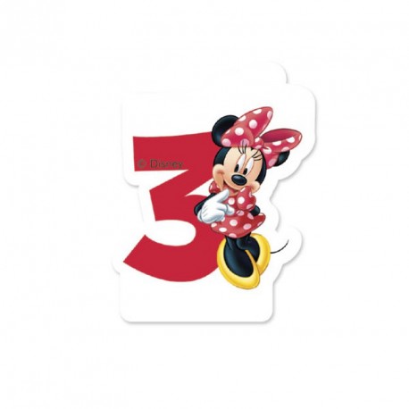 Bougie Minnie Chiffre 3 idéale pour célébrer le 3e anniversaire de votre princesse.