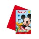 6 cartes d'invitation Mickey + Enveloppe. Réalisation et design soignés.