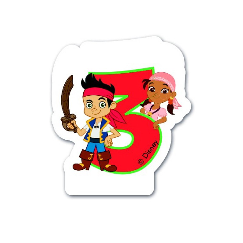 Bougie Jake le Pirate Chiffre 3 pour anniversaire 3 ans - Dragées Anahita.