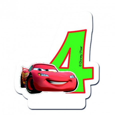 Bougie Cars Chiffre 4 pour marquer avec originalité les 4 ans de votre petit garçon.