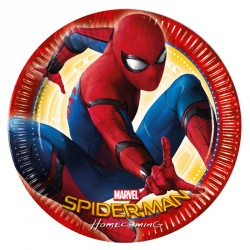 8 Assiettes Spiderman 23 cm pour décorer vos tables d'anniversaire autour du super-héros.
