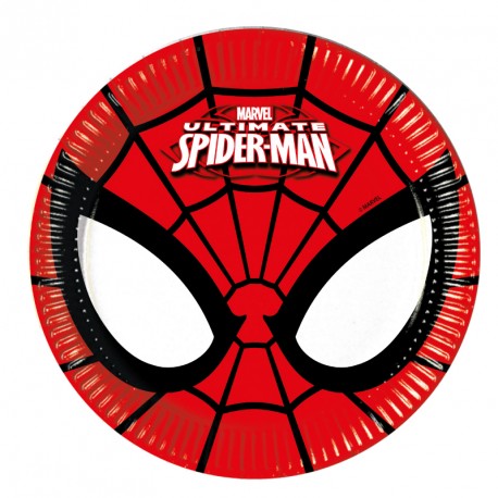 8 Assiettes Spiderman 20 cm pour décorer autrement la table du buffet de l'anniversaire de votre enfant.