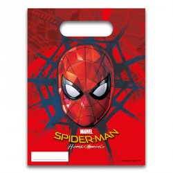 6 Sacs cadeaux Spiderman pour offrir des souvenirs personnalisés aux convives à la fin de l’anniversaire de votre garçon.