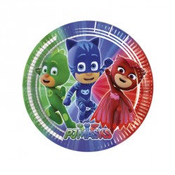 8 Assiettes Pyjamasques 23 cm pour surprendre votre enfant avec une décoration sur le thème de ses super-héros préféré.