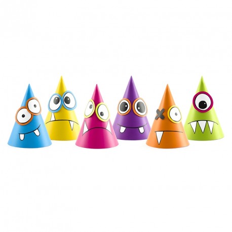 6 Chapeaux Petits Monstres pour apporter une ambiance colorée et festive lors d’un anniversaire d’enfant.