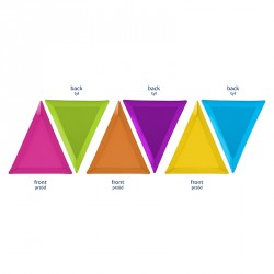 6 assiettes carton triangle mix de couleur pour une décoration de table d’anniversaire originale.