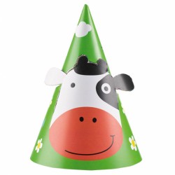8 Chapeaux Vache "Les Animaux de la Ferme" pour compléter votre panoplie d'accessoires de décoration et de déguisement.