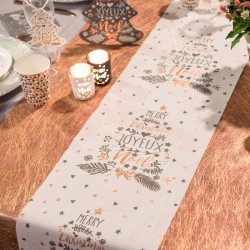 Chemin de table Coeur de Noël métallisé pour sublimer la décoration de votre table.