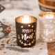 Photophore Coeur de Noël métallisé Noir pour offrir un décor stylé et élégant à votre table de Noël.