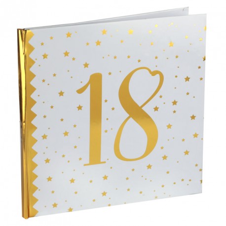 Livre d'or Anniversaire 18 ans blanc et or pour faire de votre anniversaire un moment inoubliable.