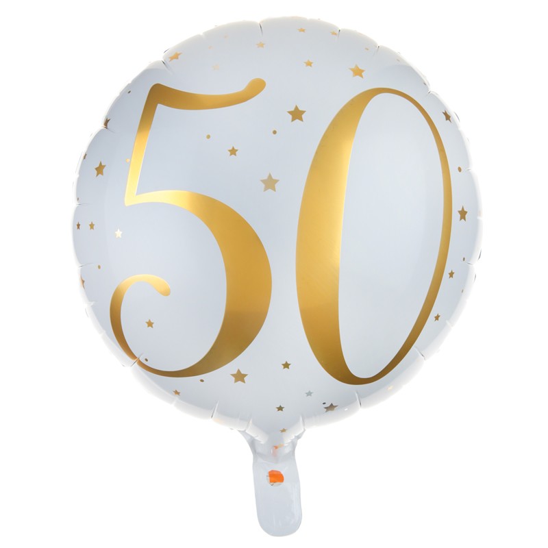 Ballon Anniversaire Or pour décoration 50 ans - Dragées Anahita.