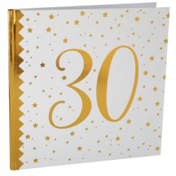 Livre d'or Anniversaire 30 ans blanc et or pour marquer votre passage dans le club des trentenaires.