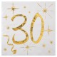 20 Serviettes Anniversaire 30 ans blanc et or pour embellir vos tables de fête.