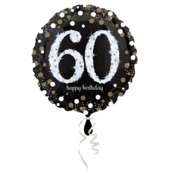 Ballon mylar Anniversaire 60 ans noir et or