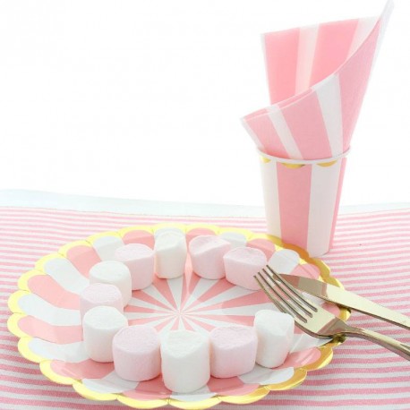 20 Serviettes Candy bar rose en papier