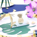 10 pochettes à dragées Ananas Blanches et Or 10 pochettes à dragées Ananas Blanches et Or