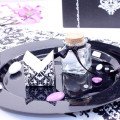 12 Contenants en verre décor Baroque Noir et Blanc
